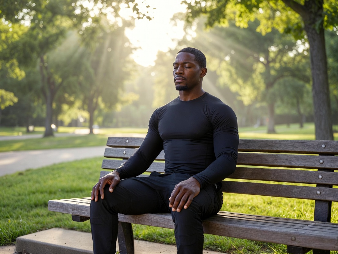 A NAVY SEAL practicing controlled breathing to maitain focus and calm.