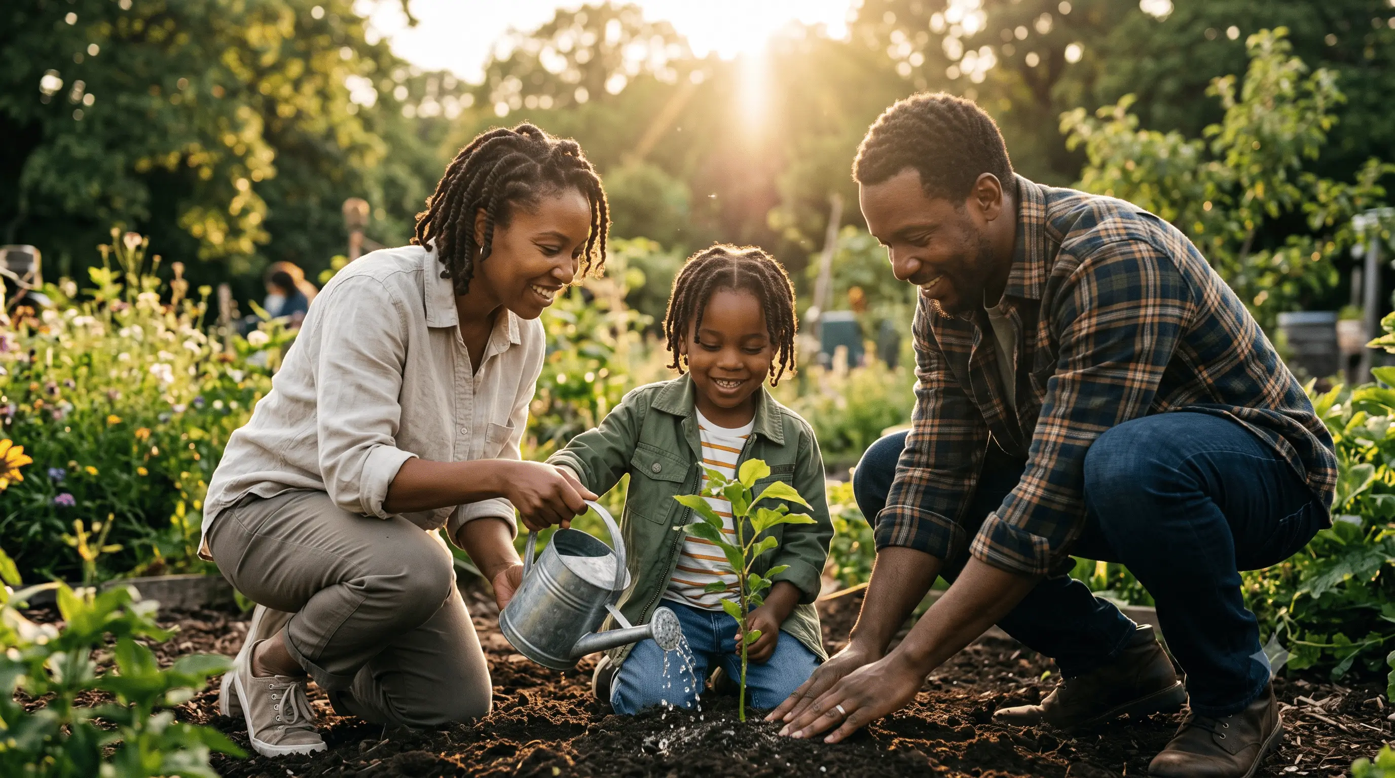 A small plant growing from rich soil, illustrating the seed analogy for child development.